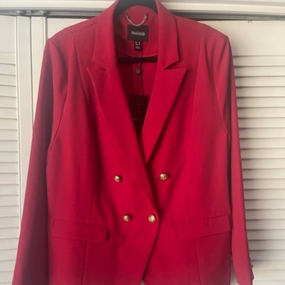 TAILORED Brand Double Breasted Red Blazer 18 NWT